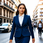 **

"A stylish, fully clothed woman in a tailored, modest business suit walking through a bustling Madrid street, appropriate attire, safe for work, perfect anatomy, natural pose, professional photograph, bright daylight, well-formed hands, proper finger count, natural body proportions, professional."

**