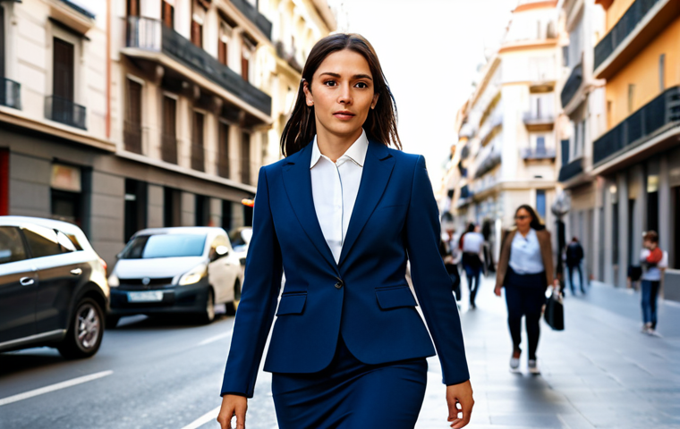 **

"A stylish, fully clothed woman in a tailored, modest business suit walking through a bustling Madrid street, appropriate attire, safe for work, perfect anatomy, natural pose, professional photograph, bright daylight, well-formed hands, proper finger count, natural body proportions, professional."

**