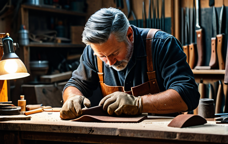 **

"A craftsman meticulously sanding a piece of leather in a well-lit workshop, fully clothed, appropriate attire, safe for work, perfect anatomy, natural proportions, focused on the hands and the leather, high quality, professional photography."

**