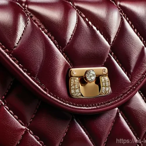 Home 22 가죽공예 손잡이 퀼팅 - **Prompt:** A luxurious close-up of a meticulously crafted quilted leather handle on an elegant hand...