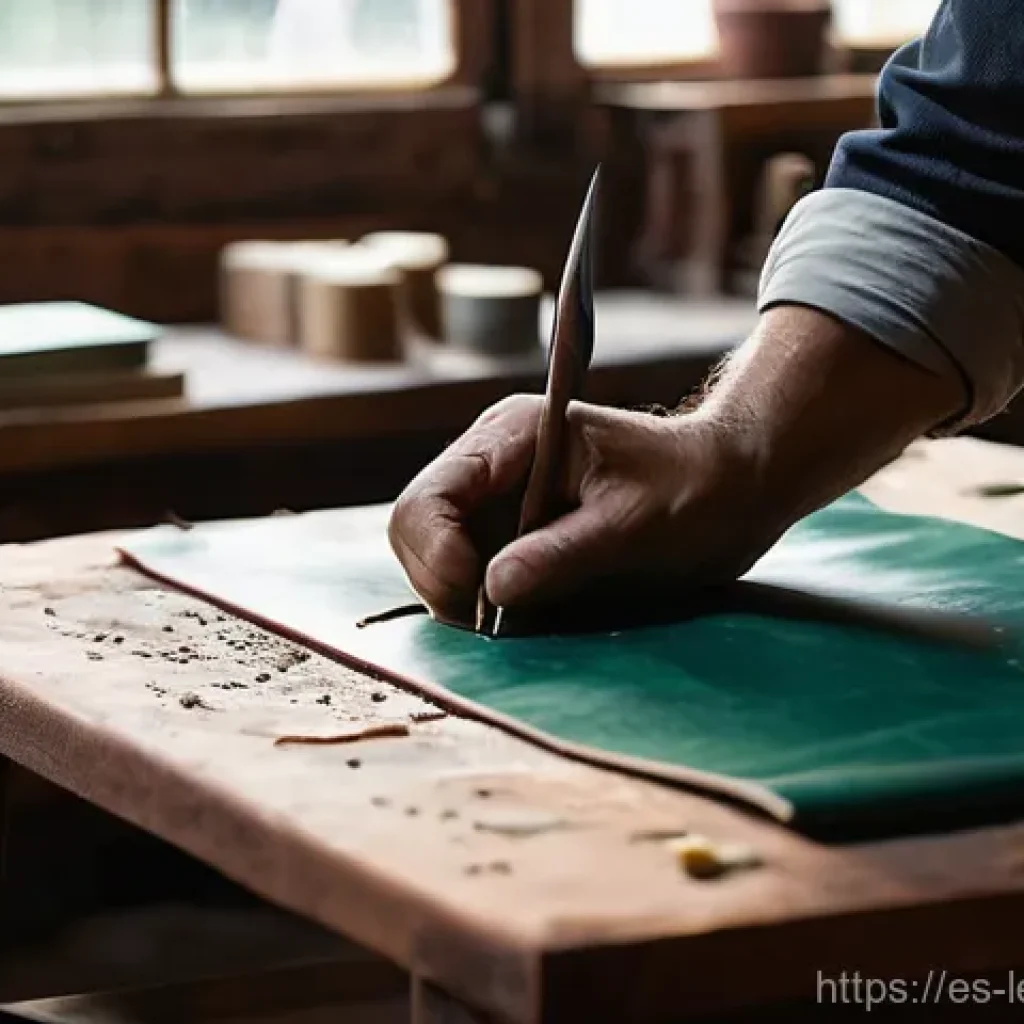 가죽공예 가방 제작법 - **Prompt 1: The Artisan's Hands at Work, Transforming Raw Leather**
"A close-up, highly detailed...